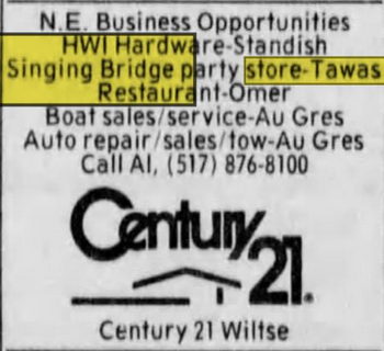 Singing Bridge Store and Station - Sep 05 1999 Ad For Sale